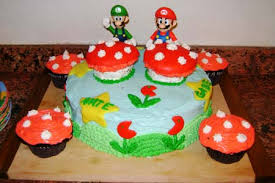 The kids wore mario and luigi paper hats during the party. Super Mario Bros Cake Decorations Super Mario Party Supplies Cake