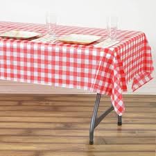 Black And White Checkered Tablecloth Plastic Buffalo Plaid Tablecloth 54 X 72 Rectangular White Red Disposable Checkered Plastic Vinyl Tablecloth In 2020 Table Cloth Plaid Tablecloth White Table Cloth