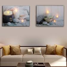 Led Wall Decor White Tealights With Stones Picture Canvas Art Light Up Painting Framework Posters And Prints Home Decor Gift Painting Calligraphy Aliexpress