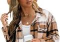 AUTOMET Womens Fall Outfits Fashion Clothes Shackets Flannel Plaid Button Down Long Sleeve Shirts Jackets 2024