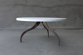 Round Concrete Dining Table With Tripod Metal Base Mecox Gardens Concrete Dining Table Round Concrete Dining Table Dining Table