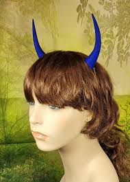 Larger Cobalt Blue Horns Costume Accessory