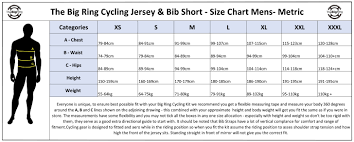 size chart metric cycling jersey and bib short the big