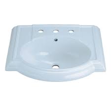 Blending elegance and luxury to offer your space a timeless style, this ceramic pedestal sink features decorative edges that resemble crown molding with its rich detailing and refined presence. Kohler Devonshire 4 7 8 In Vitreous China Pedestal Sink Basin In White With Overflow Drain K 2287 8 0 The Home Depot