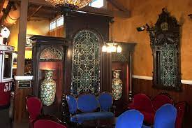 There are funky doors hanging everywhere and a big trolley car in the middle you can sit in. Chesterfield Mo Old Spaghetti Factory