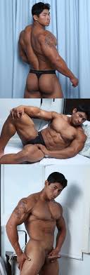 Naked ripped Asian bodybuilder Ko Ryu strokes one out | Cock And Tail Time