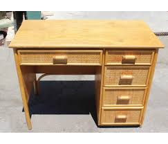 (see photos) maker or style: 1980s Bamboo And Rattan Desk With Drawers