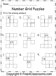 Rules of the puzzle 1 fill in each 3 by 3 square with the numbers 1. Free Number Grid Puzzles Worksheet Free4classrooms