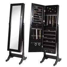 Maybe you would like to learn more about one of these? Black Mirrored Jewelry Cabinet Amoire W Stand Mirror Rings Necklaces Bracelets Jewelry Cabinet Mirror Jewellery Cabinet Standing Mirror
