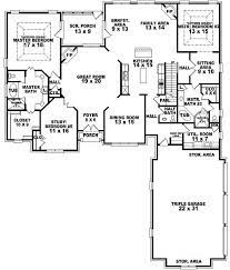You enter the home through an open stoned front porch into a vaulted great room with views of a great wall of windows on the rear. 654269 4 Bedroom 3 5 Bath Traditional House Plan With Two 2 Master Suites House Plans Flo Guest House Plans 5 Bedroom House Plans Traditional House Plans