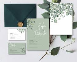 Printable Wedding Invitation Floral Wedding Invite, Editable Template  Customize Eucalyptus Wedding Invitation Set Instant Download