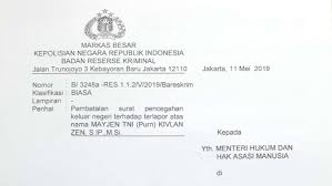 Sila isi maklumat pegawai berikut : Status Pencegahan Ke Luar Negeri Terhadap Kivlan Zen Dibatalkan