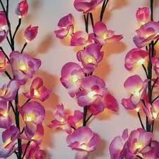Orchid Branch With Lighted Led Blossoms Battery Operated Rice Lights Pink Orchids Orchids