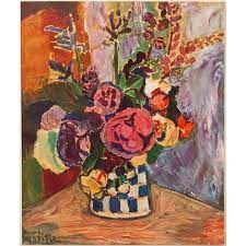 Wholesale the best modern oil paintings from dafen china 1940s Henri Matisse Vase Of Flowers First Edition Period Swiss Lithograph Henri Matisse Matisse Paintings Nostalgic Art