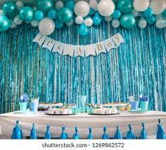 Baby Shower Backdrop Boy Blue Balloons Stock Photo Edit Now 1269842572