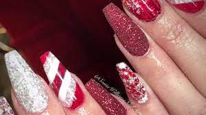 87 Christmas Acrylic Nails Candy Cane Nail Youtube Candy Cane Nails Christmas Nails Acrylic Christmas Nails