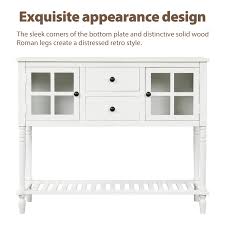 Buffets, sideboards and china cabinets are ideal for displaying and storing fine china, linens, or your favorite keepsakes. 2 Glass Cabinets Spacious Bottom Shelf For Home Kitchen Dining Room Antique Navy Knocbel Farmhouse Wood Console Table Buffet Sideboard With 2 Storage Drawers 42 L X 14 W X 34 2