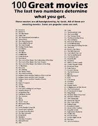 This explains why there are more than 1001 movies on the list. Just 100 Great Movies To Watch In No Particular Order Film Da Guardare Maratona Di Film Guardare Film