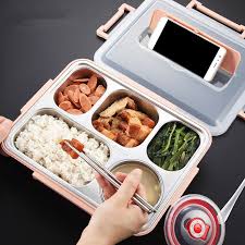 Saiclehome 304 Stainless Steel Insulated Lunch Box Divided Children S Plate Pupils Office Workers Portable Set Newchic Food Aesthetic Food Lunch