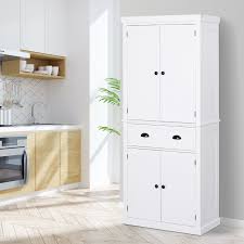 Crafted of poplar solids and engineered wood panels, in a crisp white painted finish, with physical distressing and lightly hand rubbed aged areas on the edges. Corner Kitchen Pantry Cabinet Ideas On Foter