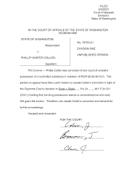IN THE COURT OF APPEALS OF THE STATE OF WASHINGTON DIVISION ONE STATE OF  WASHINGTON, Respondent, v. PHILLIP HUNTER COLLIER, Appe