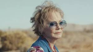 Oversize Blue Sunglasses worn by Deborah Vance (Jean Smart) as seen in  Hacks TV show wardrobe (Season 1 Episode 2)