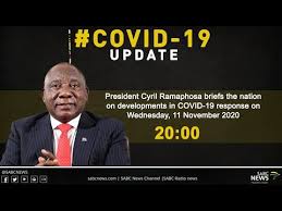 Share this the president has not updated the nation on the measures since he announced that the lockdown had been downgraded to alert level one in september. President Cyril Ramaphosa Addresses The Nation 11 November 2020 Youtube