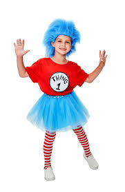 Kids Dr Seuss Thing 1 And Thing 2 Costume Wig Tutu Pantyhose