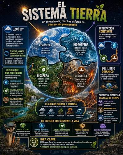  El clima, los océanos, los volcanes, los ecosistemas y la atmósfera son piezas de un mismo rompecabezas: el Sistema Tierra. ¿Te gustaría conocer cómo se relacionan? #SistemaTierra #Geociencias