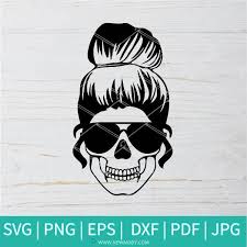 Download Mom Life Skull Svg Messy Bun Hair Svg Mom Life Design