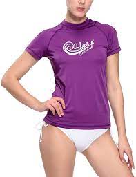 Women S Short Sleeve Rashguard Swim Shirt Surf Top Sun Protective Upf 50 Purple C412hd6khrv Swimsuit Cover Ups Swim Shirts Fashion Clothes Women