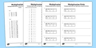 multiplying 3 digit numbers by 1 digit numbers using grid method worksheet