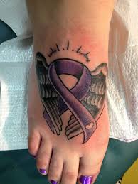 7 ribbon tattoo and red rose. Ribbon Cancer Tattoos