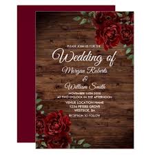 Burgundy Red Rose Rustic Wood Wedding Invitation Zazzle Com Rustic Wood Wedding Invitations Wood Wedding Invitations Burgundy Wedding Invitations