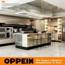 Main reasons to buy stainless steel kitchen cabinets when wood kitchen cabinets not fulfilling their requirements when interested to buy stainless steel modular kitchen budget issue carries best alternative solution is steel kitchen is best for application and lowest cost. China Oppein Modern Colored High Quality Stainless Steel Kitchen Cabinet With Island Op17 St01 China Stainless Steel Kitchen Stainless Steel Cabinets