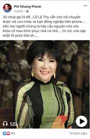 Suốt hơn 2 thập kỷ hoạt động trong làng giải trí, phi nhung rất hạn chế chia sẻ về chuyện đời tư. Ca SÄ© Phi Nhung Chia Sáº» Vá» Cuá»™c Gá»i He Lá»™ Tinh Tráº¡ng Hiá»‡n Táº¡i Cá»§a Danh Ca Lá»‡ Thu