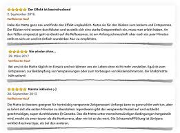 20 bis 30 minuten auf der matte und fühle mich danach sehr entspannt und schmerzfrei. Shakti Matte Testbericht Matte