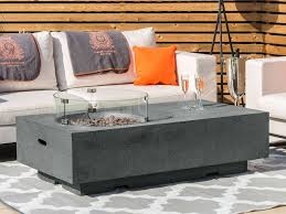 This design is built around an aluminum inner frame with a sleek plastic resin body. Nova Outdoor Living Cairns Gas Firepit Coffee Table With Wind Guard Firepit And Fire Bowl At Gardenman