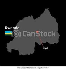 1 rwanda franc = 100 centimes. Detaillierte Karte Von Ruanda Und Hauptstadt Kigali Mit Flagge Auf Schwarzem Hintergrund Canstock