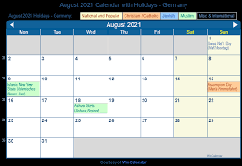These blank august 2021 printable calendar can be used to fill in the important events and dates. August 2021 Calendar With Holidays Germany
