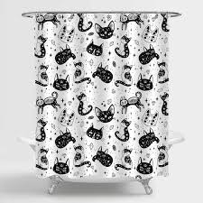 Eau claire stray cats shower curtain. Amazon Com Mitovilla Witch S Cat Shower Curtain Set With Hooks For Bathroom Decor Cat And Sugar Skull Mexican Style Bathroom Accessories Cat Themed For Women Men And Kids 72 W X 96 L