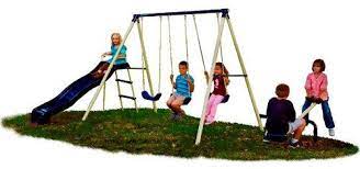 Flexible Flyer Triple Fun Swing Set Endurro The Best Kids Indoor Outdoor Playsets Playset Outdoor Swing Set Best Swing Sets
