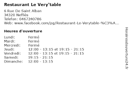 ᐅ horaires d ouverture restaurant le very table 6 rue de saint alban a neffies