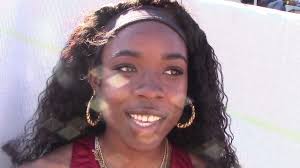 Kaylin Edwards of Long Beach Wilson 1st Place Girls Invitational 300  Hurdles at Mt. SAC Relays