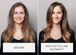 Once the section is dry, gently unravel hair, twisting in an outward motion to avoid tugging or pulling. Style Lab Blowout