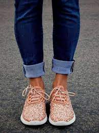 These Sneakers Are Awesome And Comfy Glitter Bomb In Rose Gold The Lace Up And Tie Glittershoeswalk Glitter Sneakers Glitter Shoes Sneakers Fashion Outfits