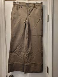 NYDJ L108408 Womens Ripe Olive Teresa Cuff Wide Leg Jeans Size 8