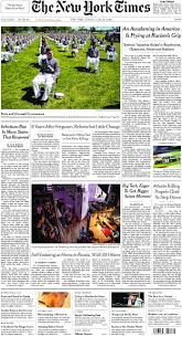 In addition to covering the entire front page, which includes no other stories or images, the tribute, which highlights just 1 percent of the. The New York Times In Print For Sunday June 14 2020 The New York Times