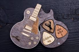 Guitar Picks Personalized Pick Gift For Him Wooden Guitar Etsy Guitar Picks Personalized Guitar Pick Case