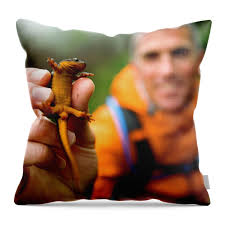 Man Holding A Salamander After Trail Throw Pillow